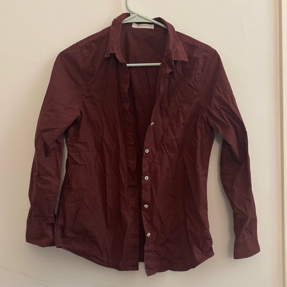 everlane maroon button down